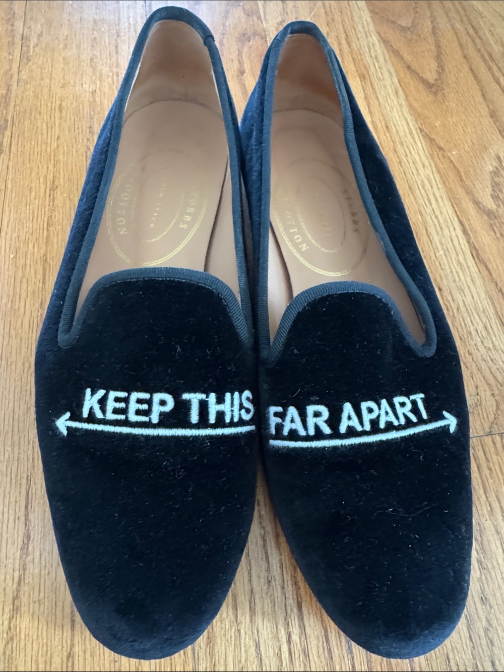 Stubbs & Wootton - “This Far Apart” Black Slippers/Flats